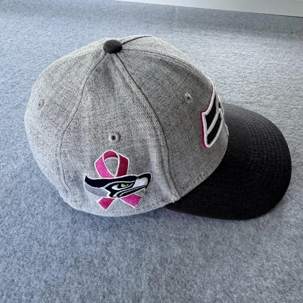Seattle Seahawks Hat Cap Boys One Size Gray NFL Football New Era Pink Ribbon
